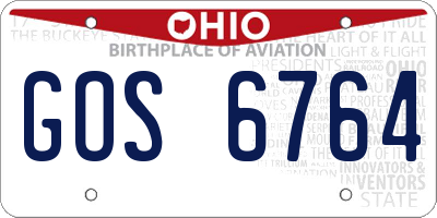 OH license plate GOS6764