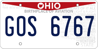 OH license plate GOS6767
