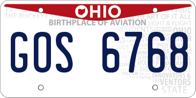 OH license plate GOS6768