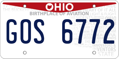 OH license plate GOS6772