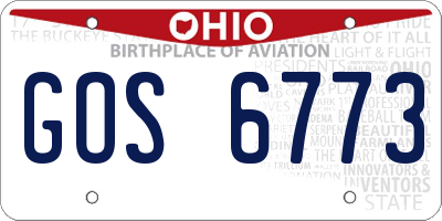 OH license plate GOS6773