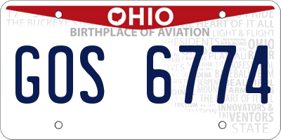 OH license plate GOS6774