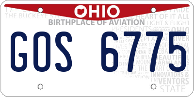 OH license plate GOS6775
