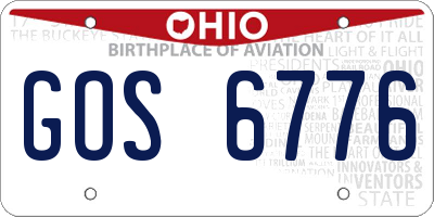 OH license plate GOS6776