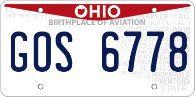 OH license plate GOS6778