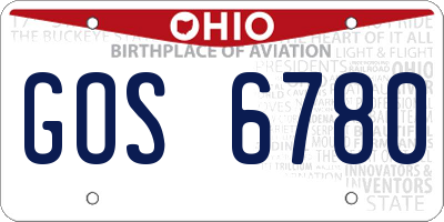 OH license plate GOS6780