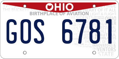 OH license plate GOS6781