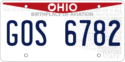 OH license plate GOS6782