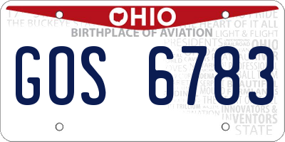OH license plate GOS6783