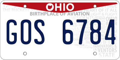OH license plate GOS6784
