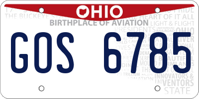 OH license plate GOS6785