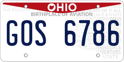 OH license plate GOS6786