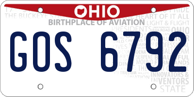 OH license plate GOS6792
