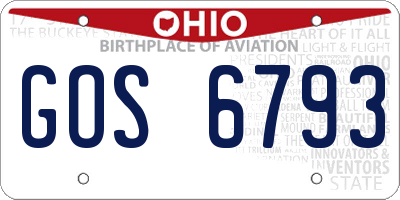 OH license plate GOS6793