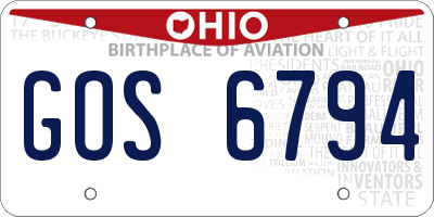 OH license plate GOS6794