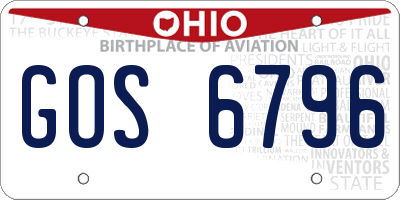 OH license plate GOS6796