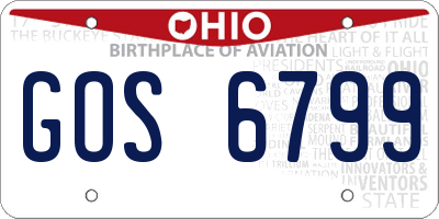 OH license plate GOS6799