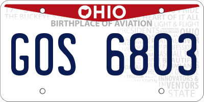 OH license plate GOS6803