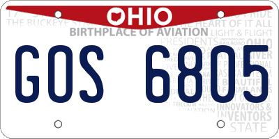 OH license plate GOS6805