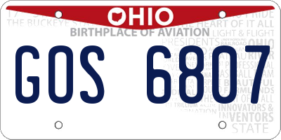 OH license plate GOS6807
