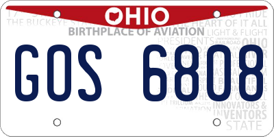 OH license plate GOS6808