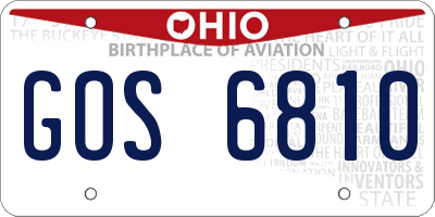 OH license plate GOS6810