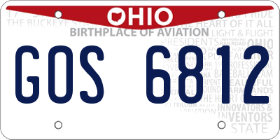OH license plate GOS6812