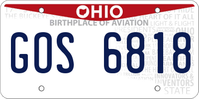 OH license plate GOS6818