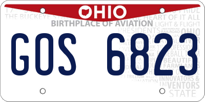 OH license plate GOS6823