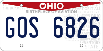 OH license plate GOS6826