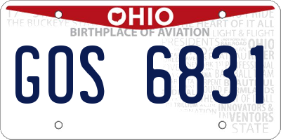 OH license plate GOS6831