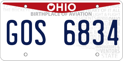OH license plate GOS6834
