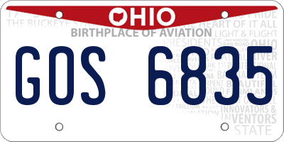 OH license plate GOS6835