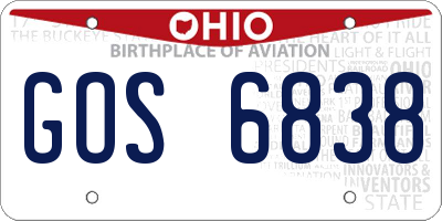 OH license plate GOS6838