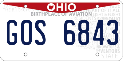 OH license plate GOS6843