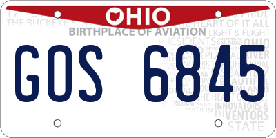 OH license plate GOS6845