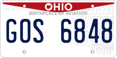 OH license plate GOS6848