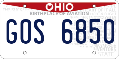 OH license plate GOS6850
