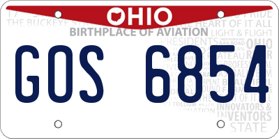 OH license plate GOS6854