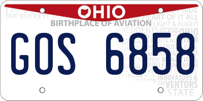 OH license plate GOS6858
