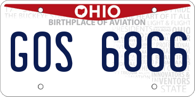 OH license plate GOS6866