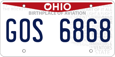 OH license plate GOS6868