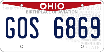 OH license plate GOS6869