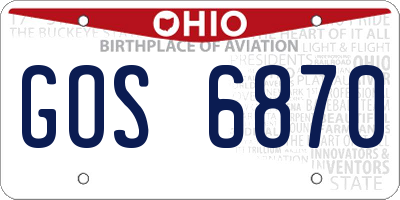 OH license plate GOS6870