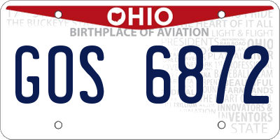 OH license plate GOS6872