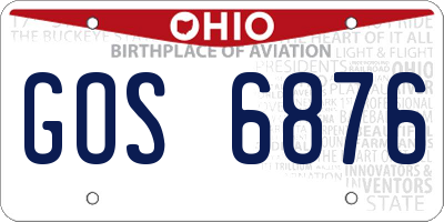 OH license plate GOS6876