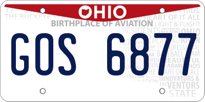 OH license plate GOS6877