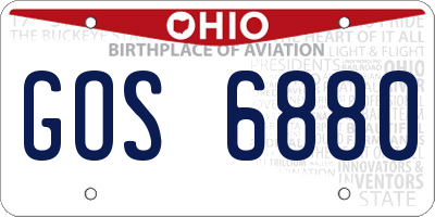 OH license plate GOS6880