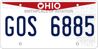 OH license plate GOS6885