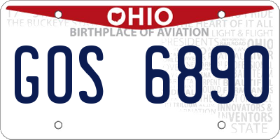 OH license plate GOS6890